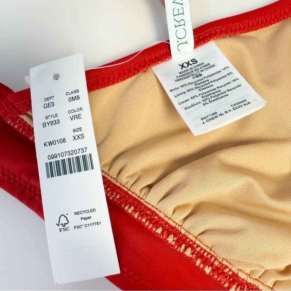 J. Crew Vibrant Red DD Halter Tie-Back Bikini Top Women’s Extra Extra Small XXS